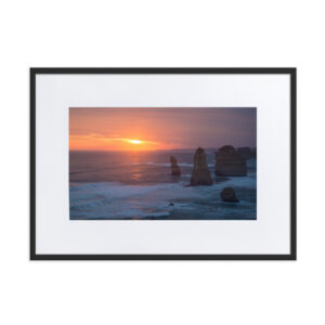 Twelve Apostles Sunset 3 Matte Paper Framed Poster With Mat